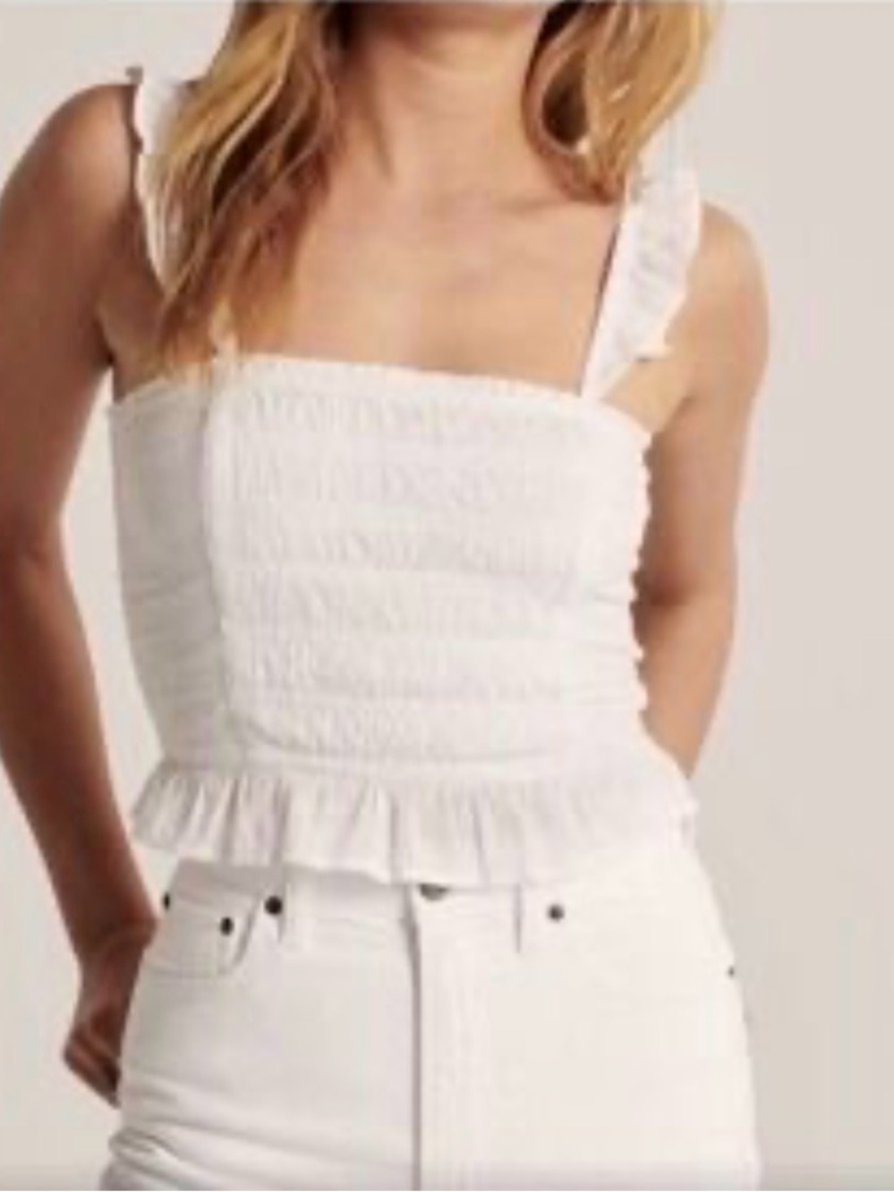 Abercrombie and Fitch Cropped Tank Top white size large 100% cotton